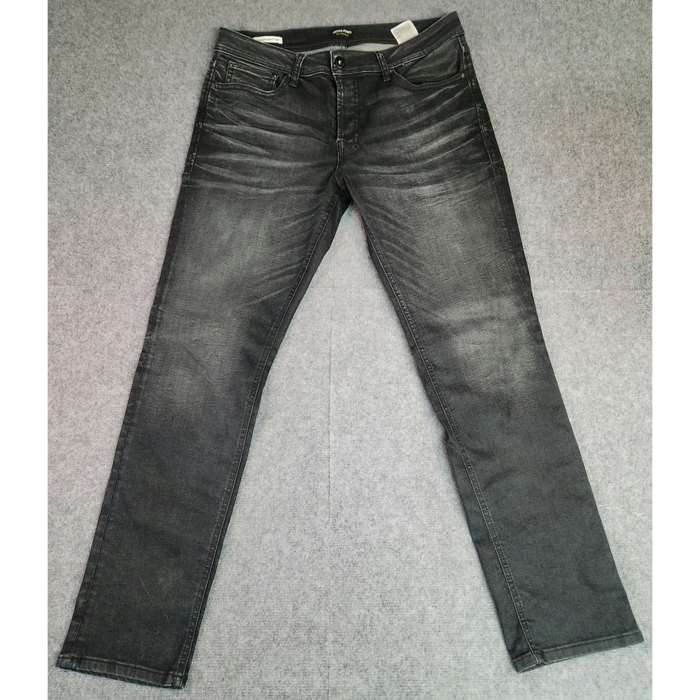 Jack & Jones Jeans Mens 32x30 Glenn Slim Fit Black Stretch EUC